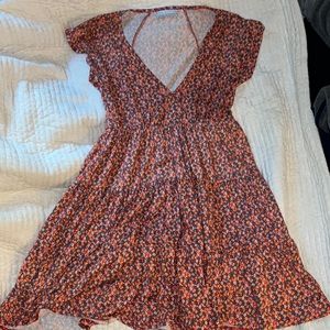 urban outfitters red floral print dress